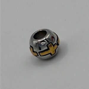 Vintage Danbury Mint Signed Gold Cross Spacer Charm